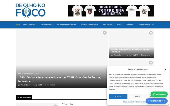 Kuvakaappaus sivustosta deolhonofoco.com.br