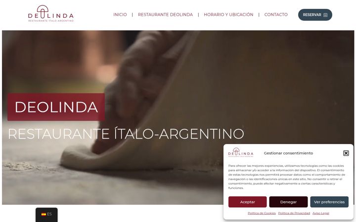 Screenshot of deolindarestaurant.com