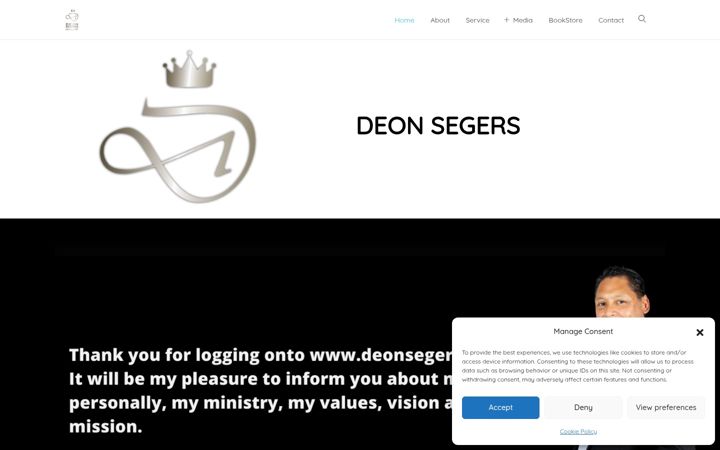 Ekrānuzņēmums no deonsegers.org.za