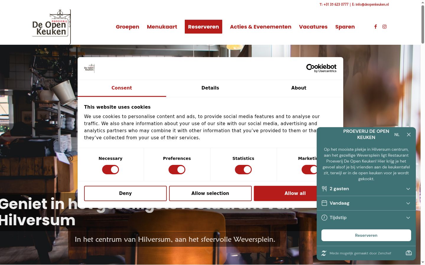 Screenshot del banner di consenso mostrato prima di qualsiasi interazione