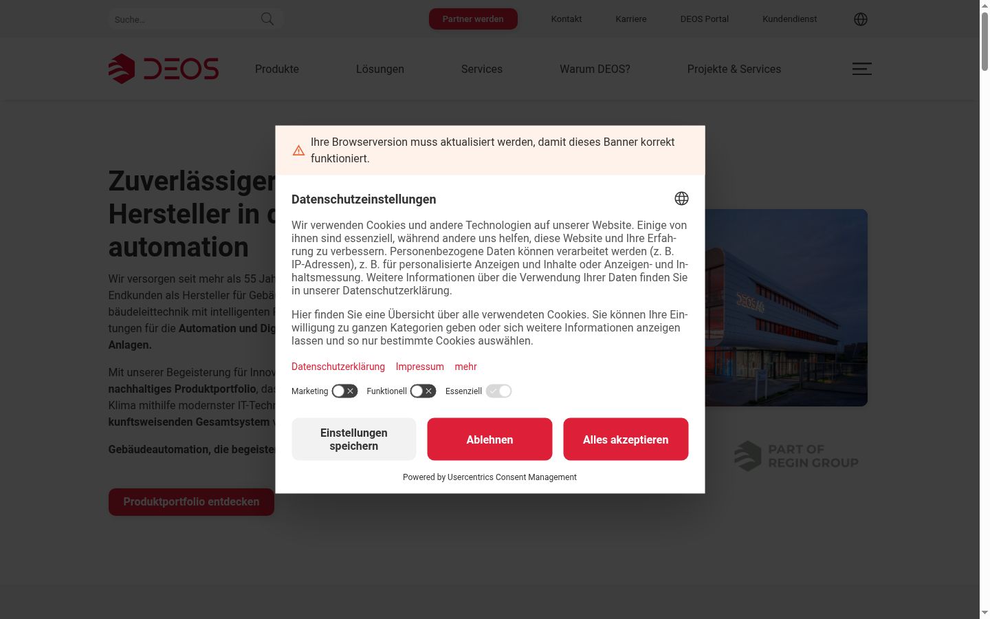 Screenshot of the consent banner shown before any interaction