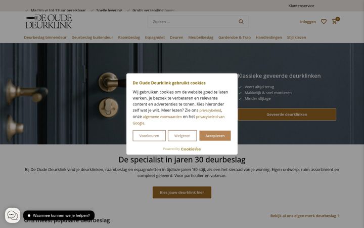 Screenshot of deoudedeurklink.nl