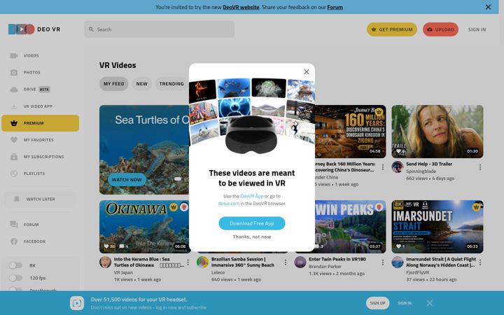 Screenshot of deovr.com