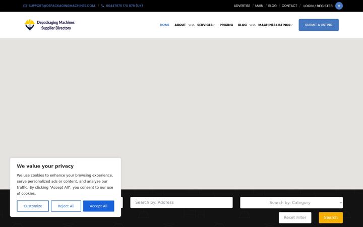 Screenshot of depackagingmachines.com