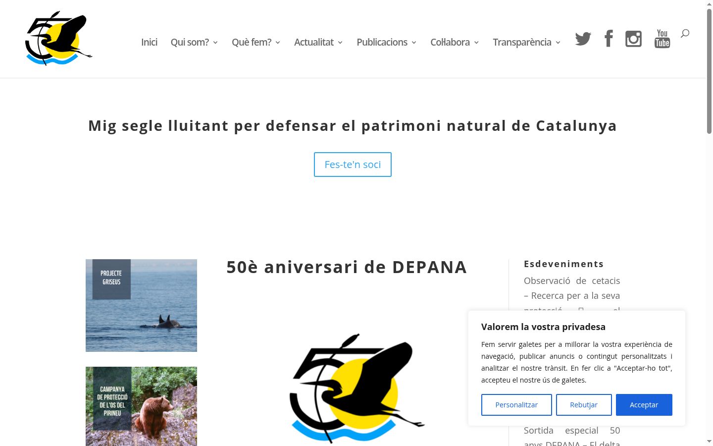 Screenshot del banner di consenso mostrato prima di qualsiasi interazione