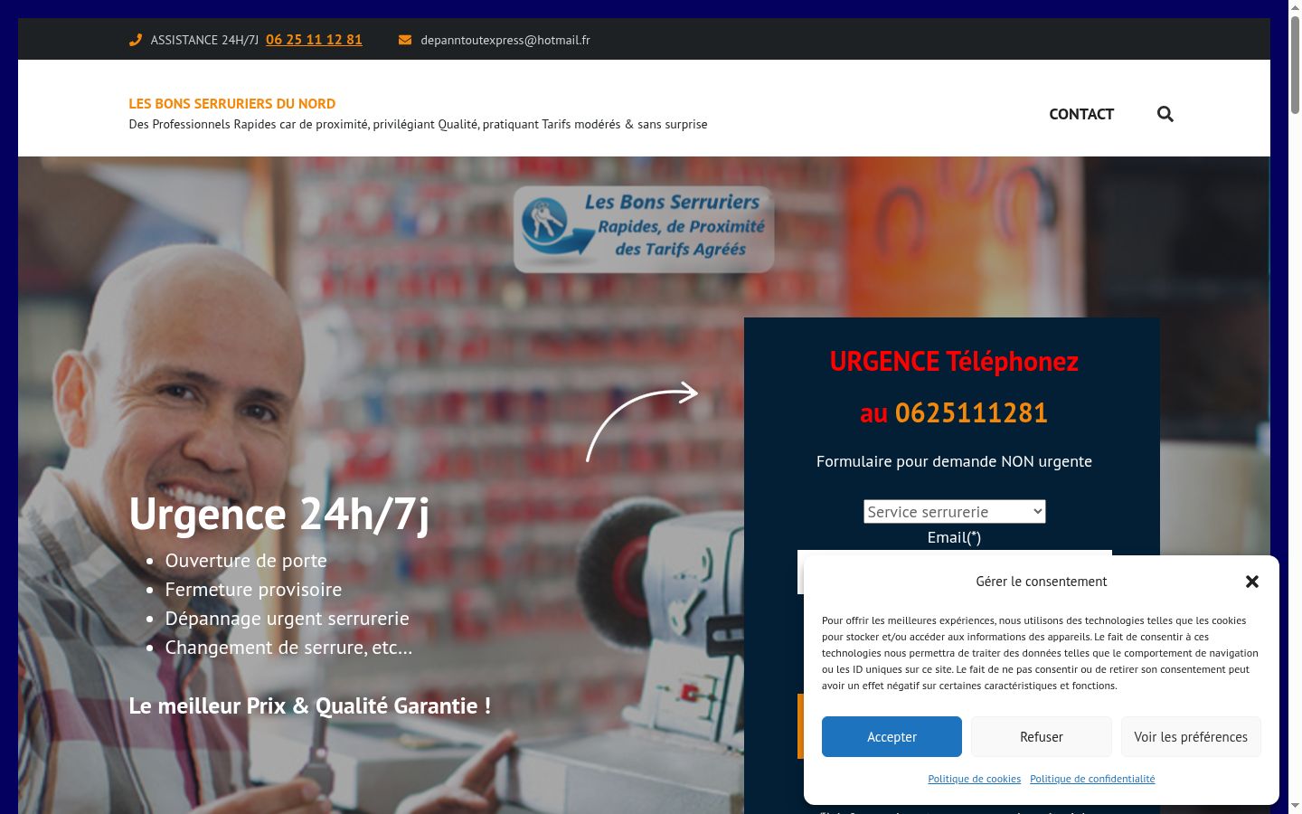 Screenshot del banner di consenso mostrato prima di qualsiasi interazione