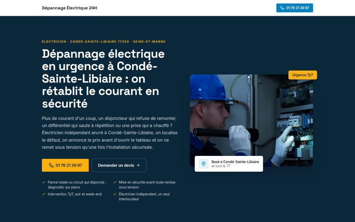 Skjámynd af depannage-electrique24h.fr