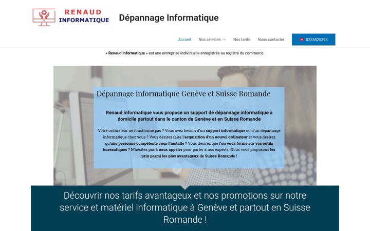 Screenshot of depannageinformatiquesecours.ch