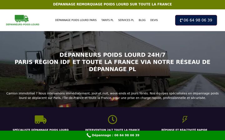 Screenshot of depanneurs-poids-lourd.fr