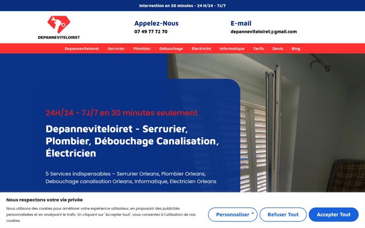 Screenshot of depanneviteloiret.fr