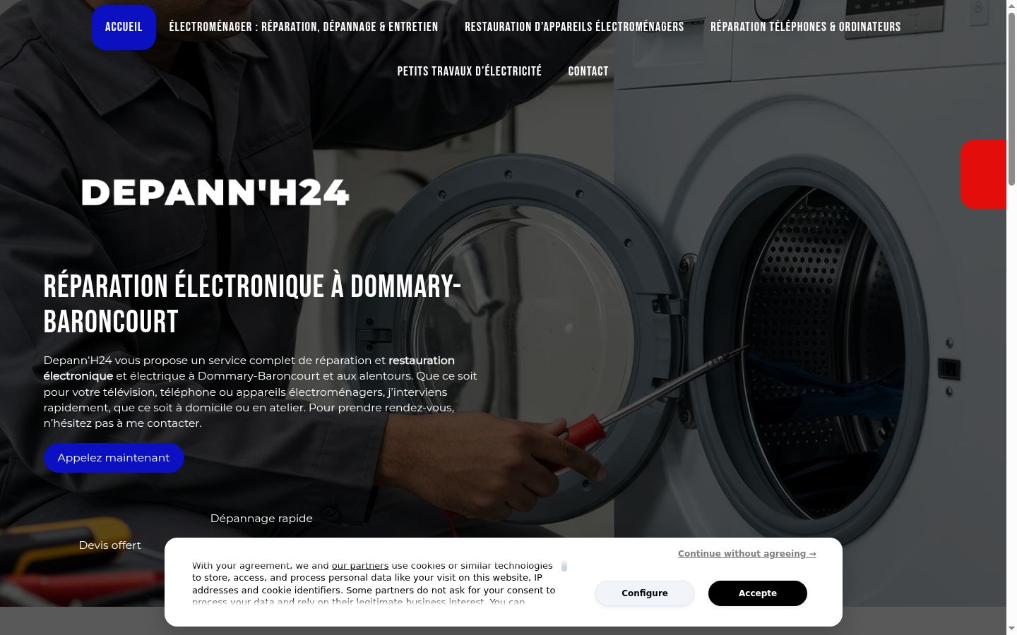 Screenshot del banner di consenso mostrato prima di qualsiasi interazione