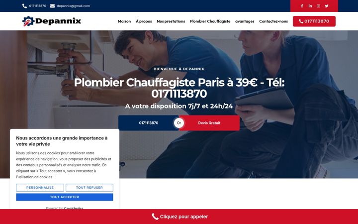 Screenshot of depannix.fr