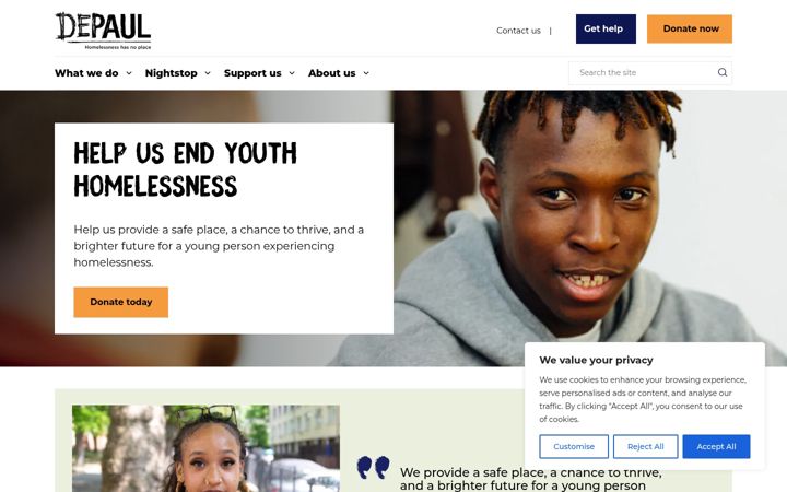 Screenshot of depaul.org.uk