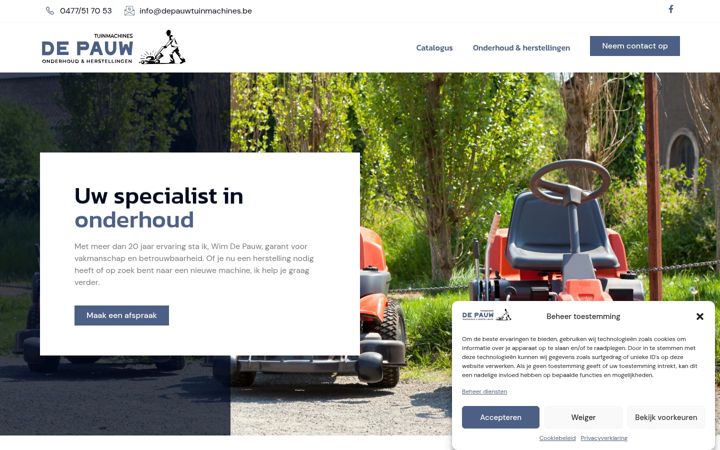 Screenshot of depauwtuinmachines.be