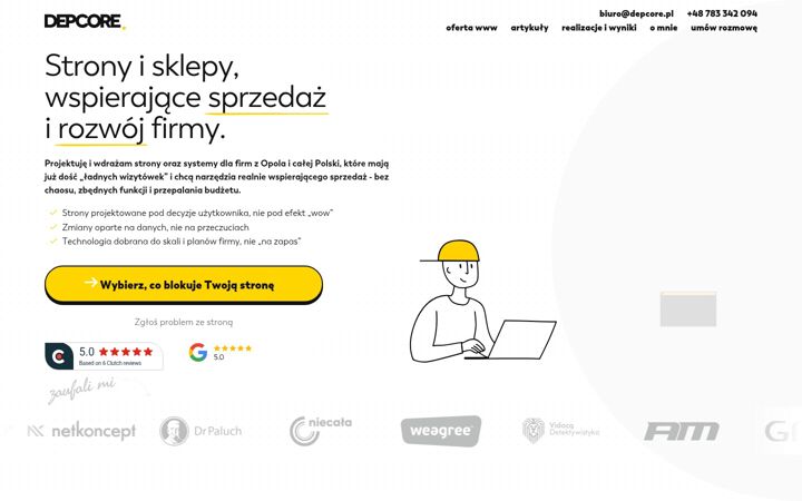 Captură de ecran a depcore.pl