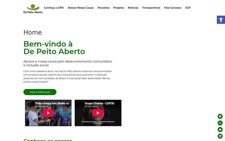 Screenshot stránky depeitoaberto.org.br