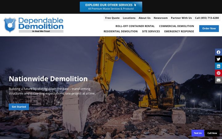 Screenshot of dependabledemolitionservices.com
