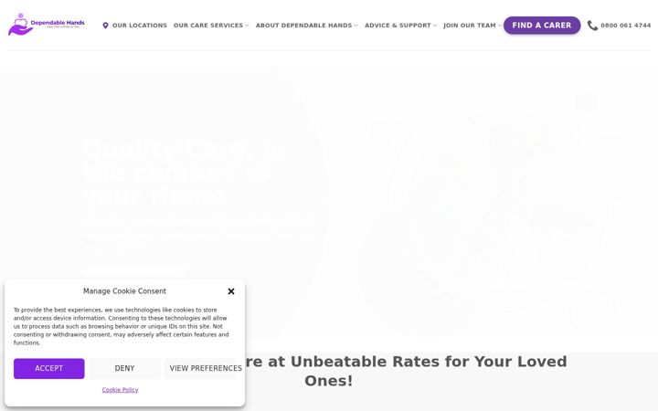 Screenshot of dependablehands.co.uk