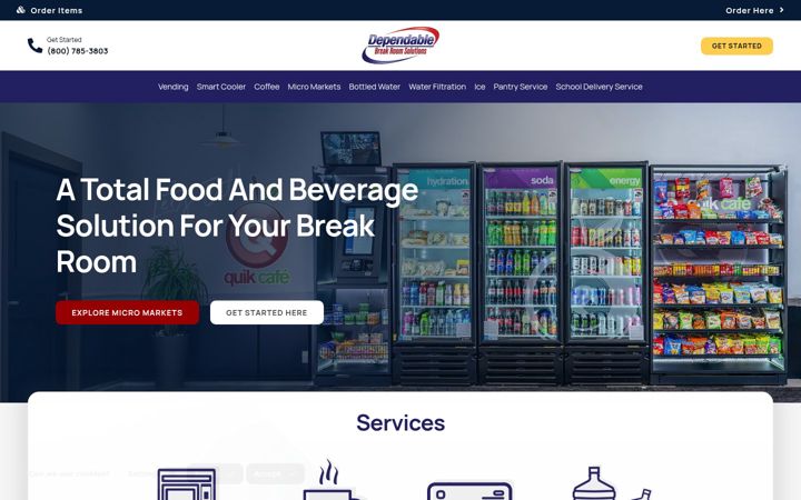 Screenshot of dependablevend.com