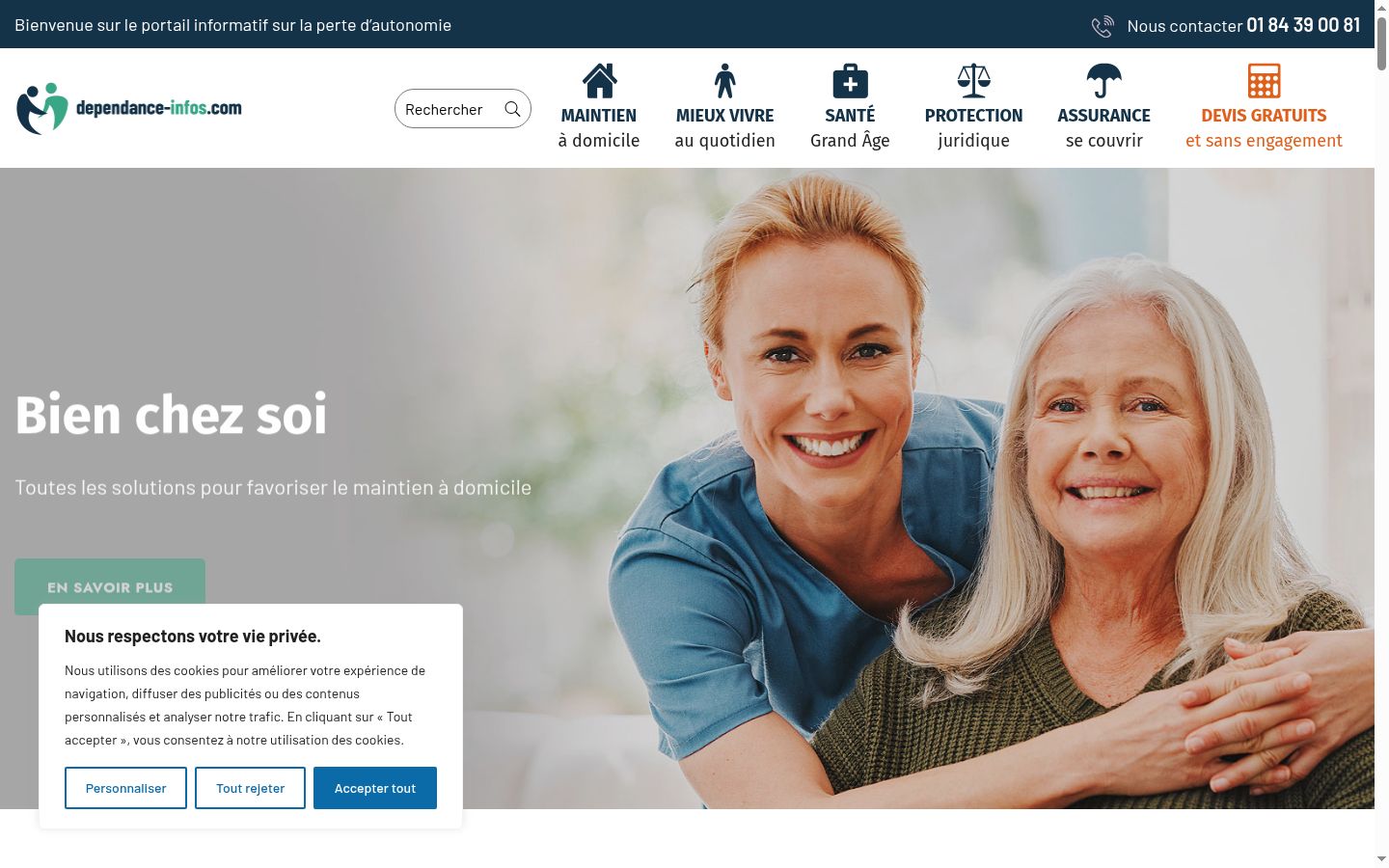 Capture d'écran de la bannière de consentement affichée avant toute interaction