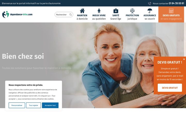 Screenshot of dependance-infos.com