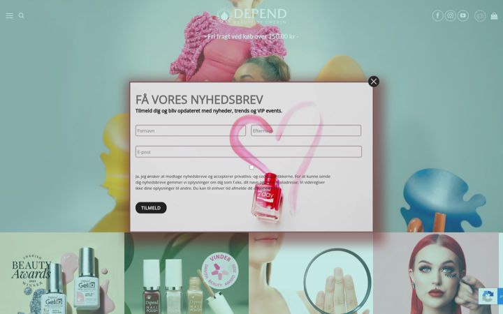 Screenshot ta' dependcosmetic.dk