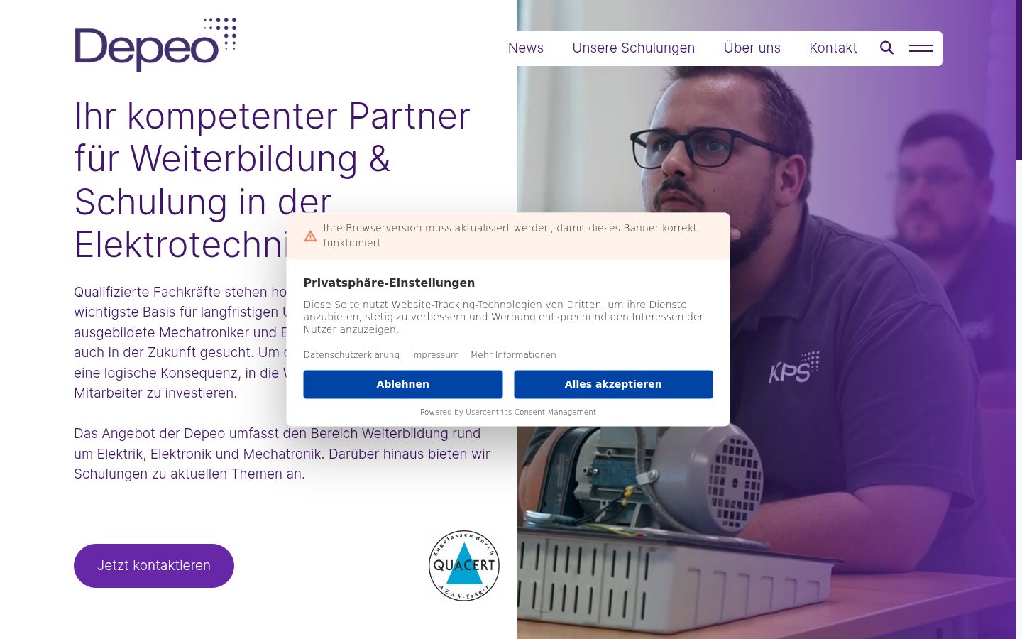 Capture d'écran de la bannière de consentement affichée avant toute interaction