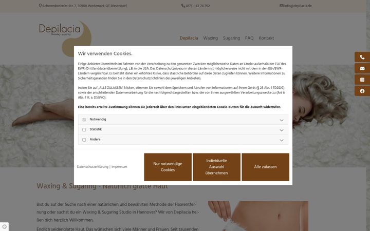 Screenshot of depilacia.de