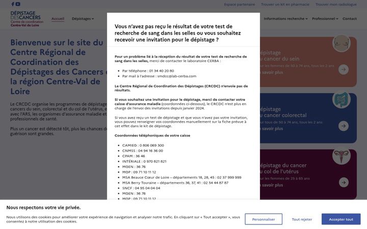 Screenshot of depistage-cancer.fr