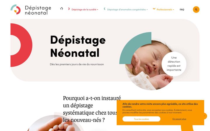 Screenshot of depistageneonatal.be