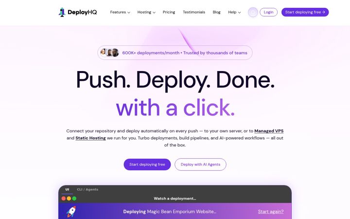 Screenshot of deployhq.com