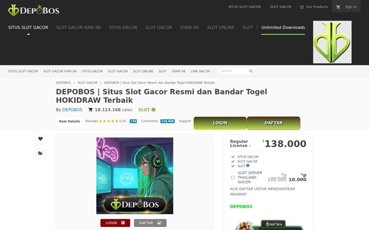 Screenshot of depobos168-hokidraw.com