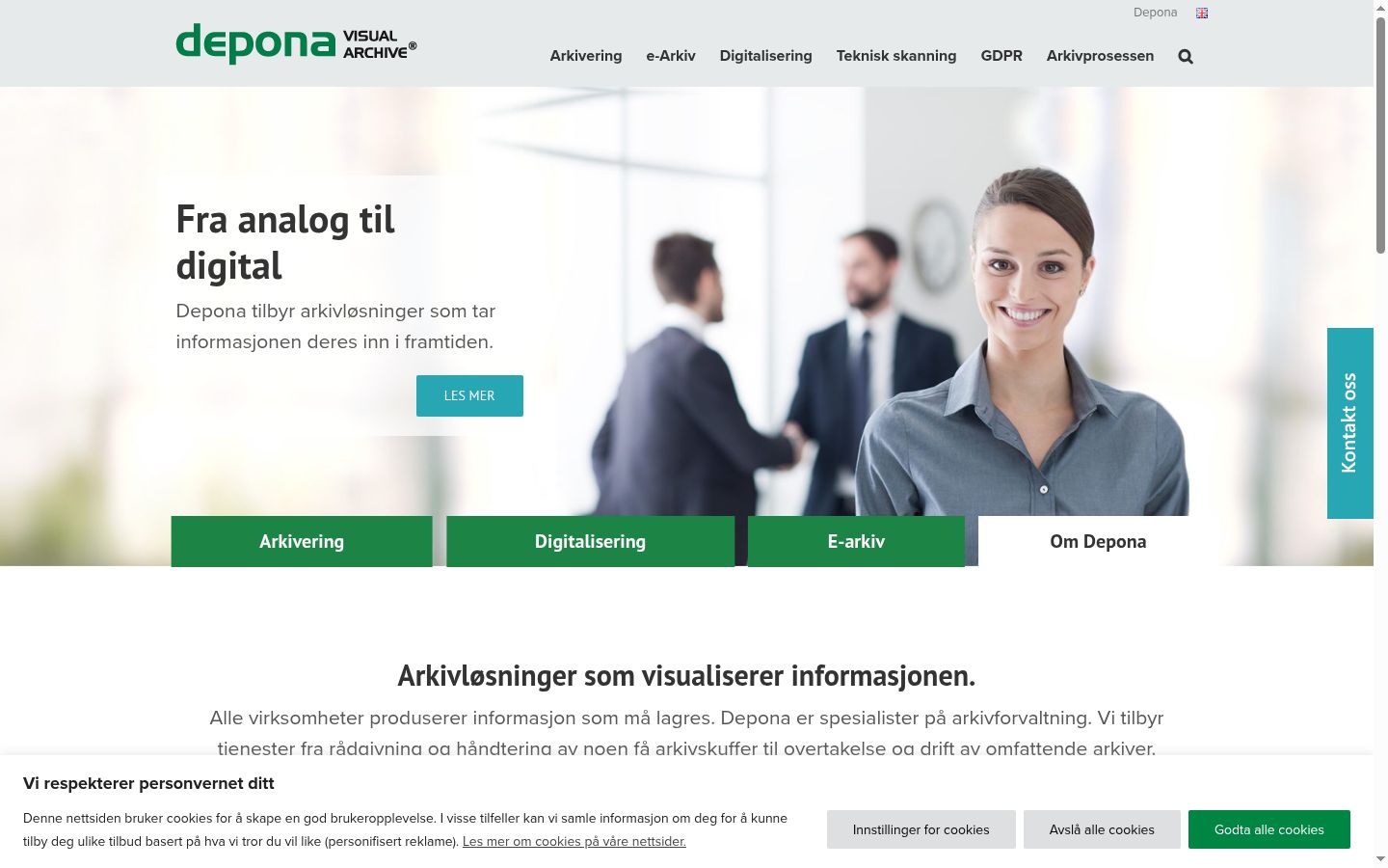 Skärmbild av samtyckesbannern som visades före någon interaktion