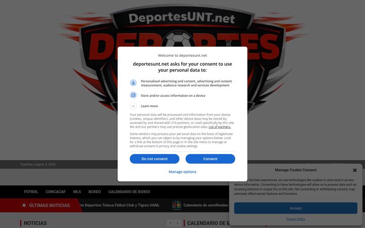 Captură de ecran a deportesunt.net