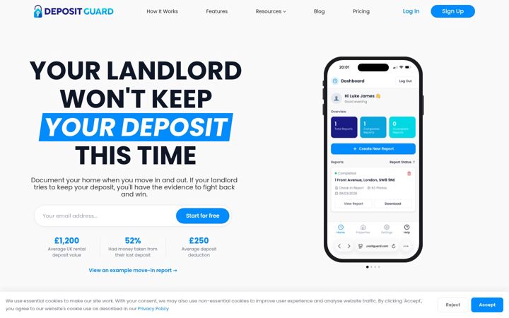 Screenshot of depositguard.com