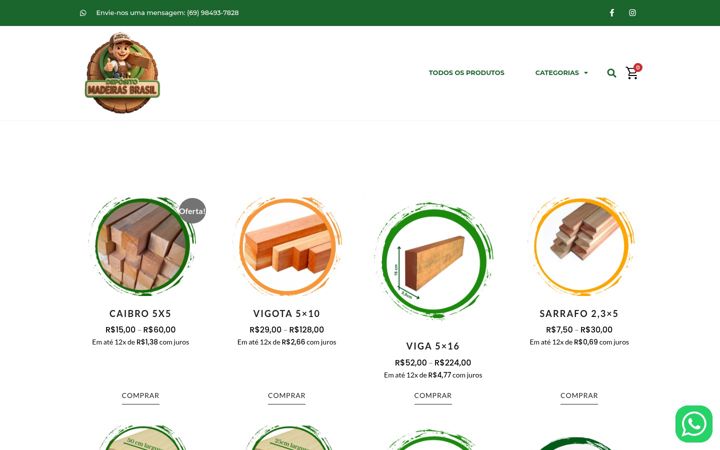 Screenshot stránky depositomadeirasbrasil.com.br