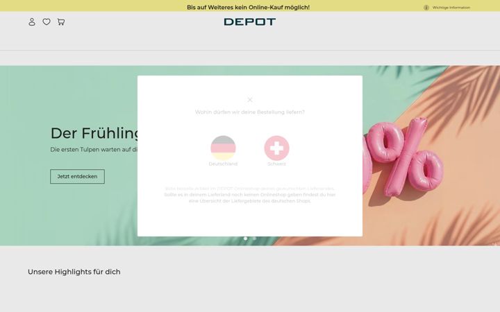 Screenshot of depot.ch