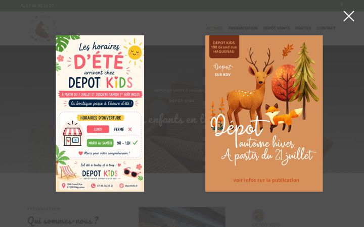 Ekraanipilt saidist depotkids.fr