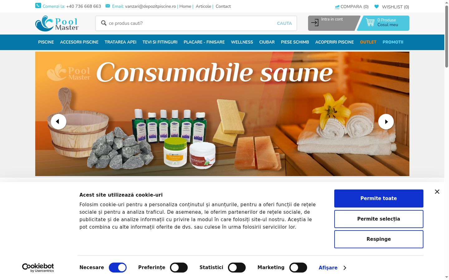 Captură de ecran a bannerului de consimțământ afișat înainte de orice interacțiune