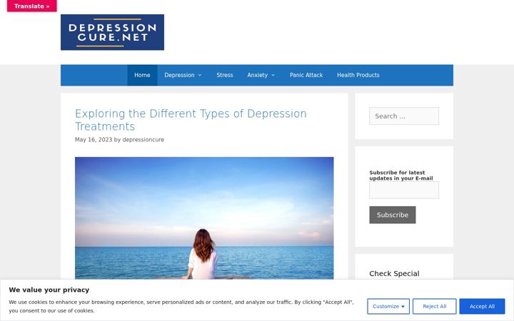Screenshot of depressioncure.net