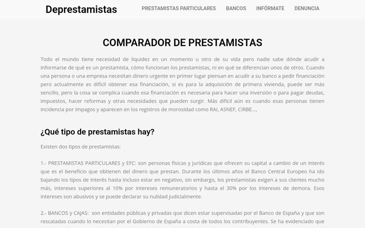 Zrzut ekranu deprestamistas.es