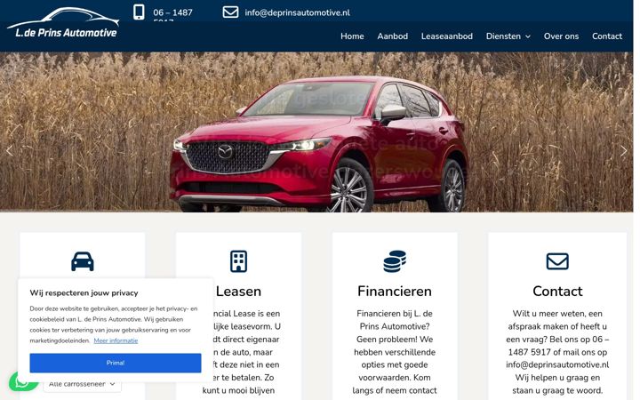 Screenshot of deprinsautomotive.nl