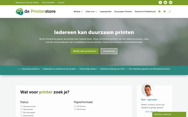 Screenshot of deprinterstore.nl
