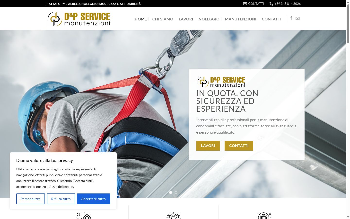 Screenshot del banner di consenso mostrato prima di qualsiasi interazione