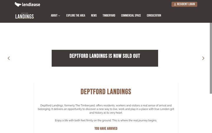 Screenshot of deptfordlandings.co.uk