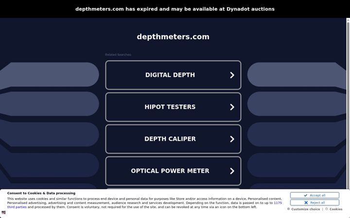 Screenshot of depthmeters.com
