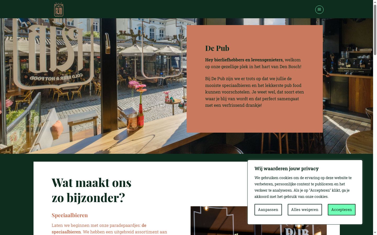 Screenshot van de toestemmingsbanner zoals getoond vóór enige interactie