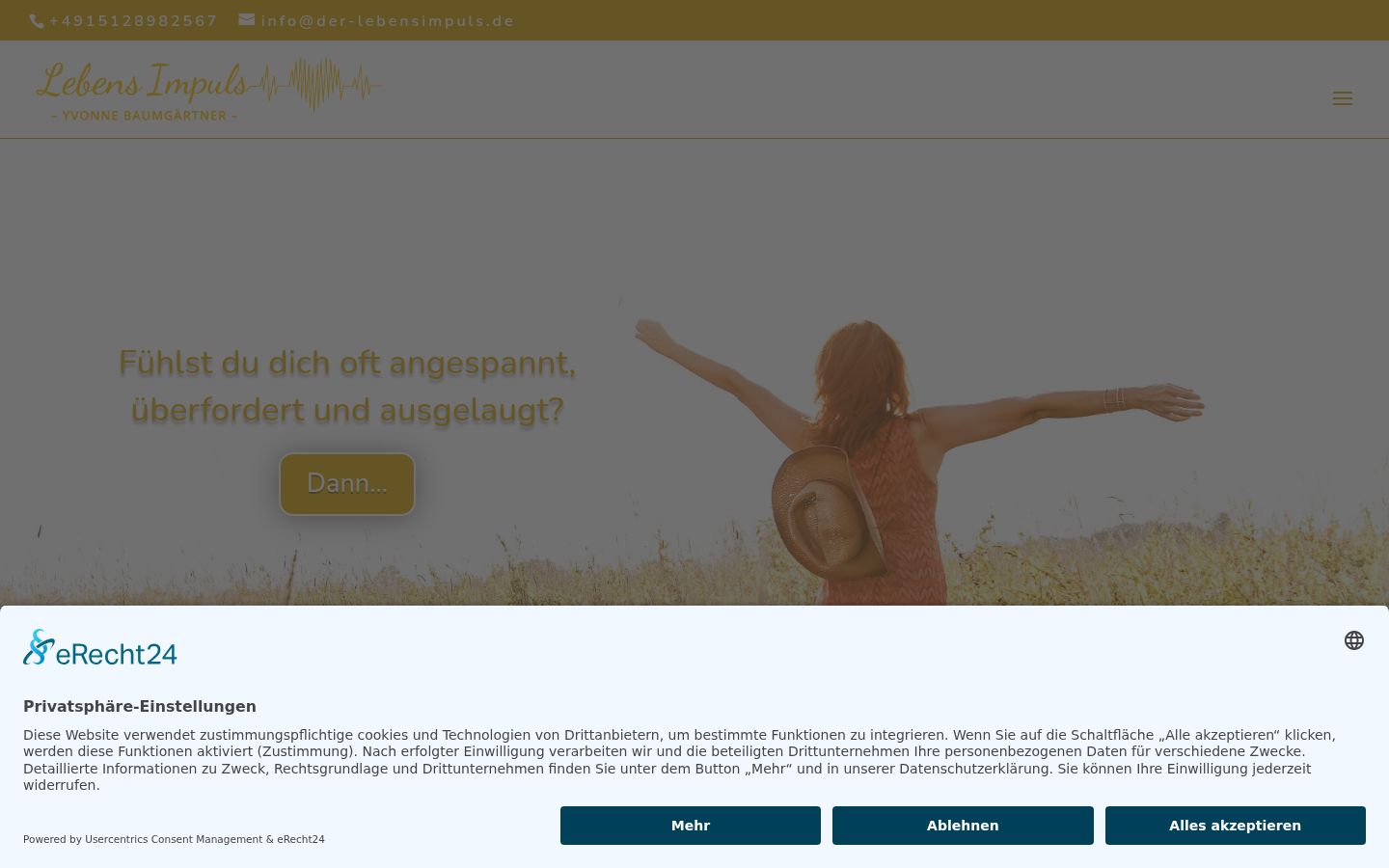 Screenshot des Einwilligungsbanners vor jeglicher Interaktion
