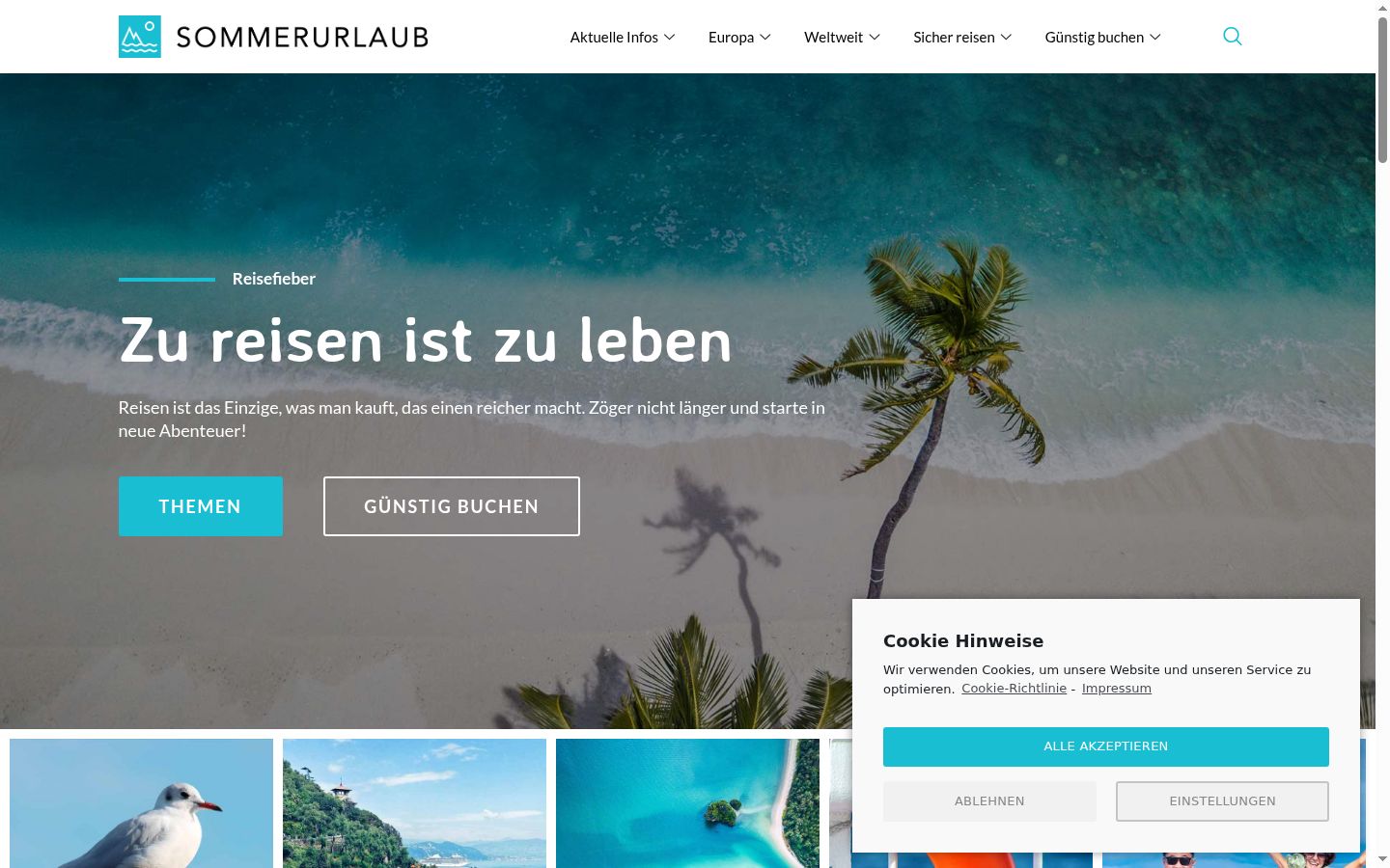 Screenshot des Einwilligungsbanners vor jeglicher Interaktion
