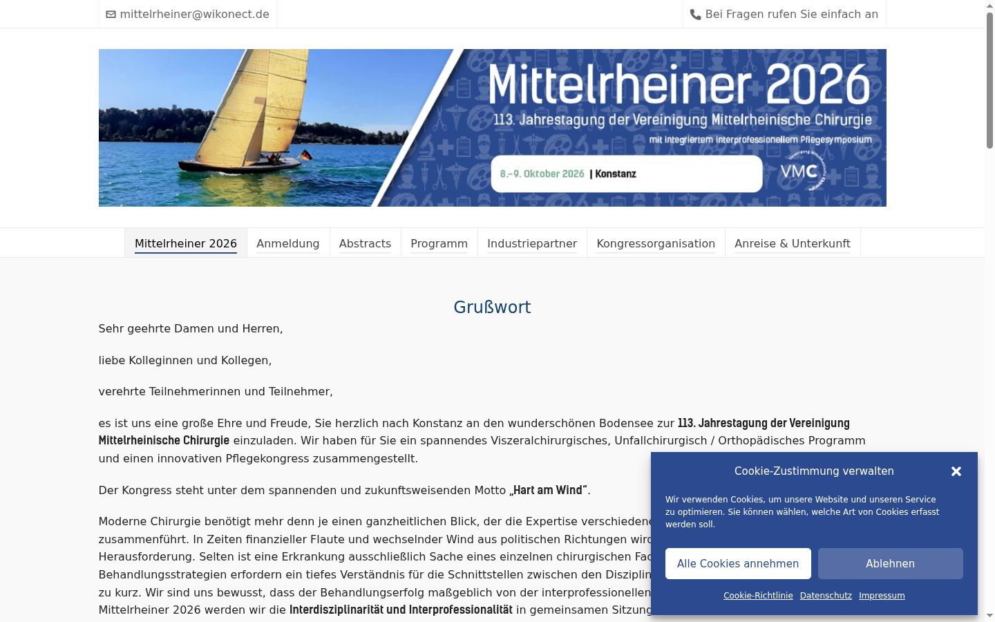 Screenshot des Einwilligungsbanners vor jeglicher Interaktion